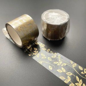 New Clear Transparent Gold Leaves Decorative Journaling Craft Tape - Clear/ Gold